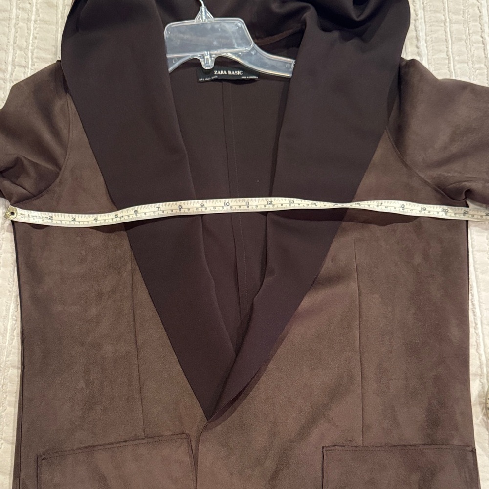Zara Basic Faux Suede Dark Brown Women's Cape Coat with‎ Hood - Small - Picture 13 of 15